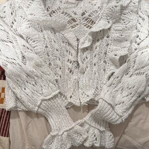 Free People Cream Knit Cardigan